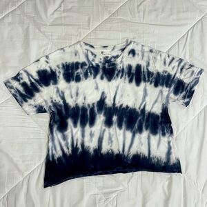 Women's Boxy Tie-Dye T-Shirt in Blue and White